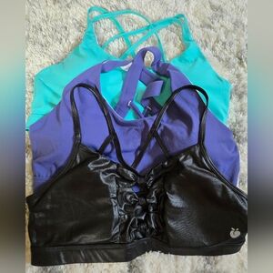 Stylish Women's Sports Bra Trio - Black, Purple, Teal Like New